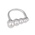 wholesale S925 Sterling Silver INS Style Women's Ring, Personalized High-End Pearl Design with Exquisite Shell Pearl, Adjustable Open Ring-0-7