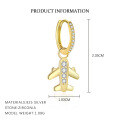 wholesale 925 Sterling Silver Minimalist Small Airplane Earrings With Micro-set Zirconia, Light Luxury Niche Design,。-0-6