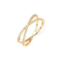 wholesale 925 Sterling Silver Gold Plated Women's Minimalist Line Ring with Micro Inlaid Zirconia, Shiny and Versatile Wholesale from Manufacturer-Versatile Women's Ring Size 17