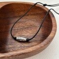 wholesale Sterling Silver Perseverance S999 Nine-Eye Dzi Bead Pendant Necklace, Retro Minimalist Niche Hip-Hop Wax Rope Collarbone Chain in an Aloof Style-0-5