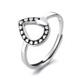 wholesale S925 Sterling Silver Retro Creative Minimalist Waterdrop Open Ring with Hollow-Out Heart Pattern Design-0-4