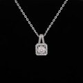 Sterling Silver Classic Moissanite Micro-Set Square Pendant Necklace-0-5