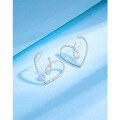 wholesale 925 Sterling Silver Full Diamond Heart Earrings for Women, Luxury High-End Minimalist Design Unique Heart Stud Earrings New Arrival-0-2