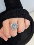 wholesale S925 Silver Trendy Minimalist Luxury Style Aquamarine with Rose-Cut Nanometer Stone Ring-0-2