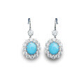 wholesale Gold Plated 925 Silver Earrings with High Carbon Diamonds, Turquoise Cabochon, Small Fashion Jewelry, Exquisite and Versatile Accessories for Women-0-0