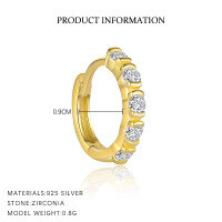 wholesale S925 Sterling Silver Cross Earrings With Rhinestones, Fashionable And Minimalist French-style Women's Earrings-E4817-Gold/Pair 925 Silver