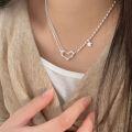 wholesale S925 Sterling Silver Hollow-out Heart Necklace for Women, Ins Bohemian Style Minimalist Star Collarbone Chain with a Sense of Sophistication-0-2
