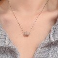 wholesale 925 Sterling Silver Pink Diamond Waist Pendant Necklace for Women, Barrel Bead Collarbone Chain, Small Niche Design with a High-End and Exquisite Ins Style-0-3