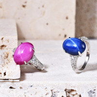 wholesale S925 Silver European and American Luxury Design High-End Ring with Lab-Created Six-Ray Star Ruby and Sapphire-Starlight Ruby Ring>US Size 6