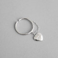 wholesale S925 Sterling Silver Korean Style Heart Chain Link Open Heart Adjustable Ring for Women-0-0