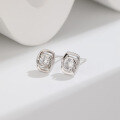 wholesale S925 Sterling Silver Korean Japanese Minimalist Small Fresh Geometric Square Zircon Stud Earrings Cross-Border New Accessories-0-0