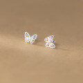 wholesale S925 Sterling Silver Colorful Diamond Butterfly Ear Studs Korean Version Sweet and Simple Personality Elegant Women's Ear Jewelry M02165-0-3