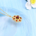 wholesale 925 Silver Vintage Royal Style Hollow Flower Pendant with Natural Garnet and Pearl Necklace for Sweaters-0-3