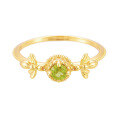 wholesale 925 Sterling Silver Japanese Light Luxury New Natural Peridot Bee Fresh and Elegant Women's Ring Factory Direct Wholesale-0-4