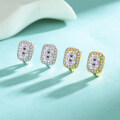 Gold-Plated 925 Silver Geometric Emerald Moissanite Stud Earrings-0-0