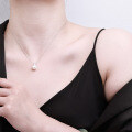 S925 Silver Moissanite Pearl Pendant Necklace, Wholesale Sweater Chain-0-1