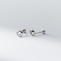 wholesale S925 Sterling Silver Round Bead Threaded Ear Studs Ins Style Minimalist Design Ear Piercing Jewelry M04345-0-8