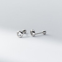 wholesale S925 Sterling Silver Round Bead Threaded Ear Studs Ins Style Minimalist Design Ear Piercing Jewelry M04345-S925 silver pair 5mm silver 925 silver