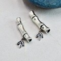wholesale 925 Sterling Silver Bamboo Joint Bent Tube DIY Accessories Vintage Distressed Artistic Braided Cord Bracelet Charms Red Thread Anklet Pendants-0-3