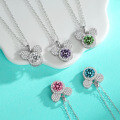 wholesale S925 Sterling Silver Light Luxury Fashion Mickey Full Moissanite Diamond Necklace Versatile Collarbone Chain Gift for Girlfriend on Holidays-0-0
