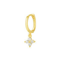 wholesale S925 Sterling Silver Four-leaf Clover Earrings With Zircon, French-style, Exquisite And Compact-E2331-Gold/Pair 925 Silver