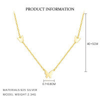 wholesale S925 Sterling Silver Cross-border Sweet Heart French Women's Necklace, Fashionable Niche Design Trendy Simple Versatile Collarbone Chain-A4033-Gold 925 Silver