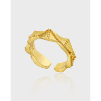 wholesale S925 Sterling Silver Korean Version Small Irregular Minimalist Twisted Bead Carving Design Plain Ring for Women-Platinum [No. 15/Adjustable] Opening adjustable