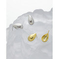 wholesale S925 Sterling Silver 290 Korean Version Ins Small and Niche Design Minimalist Versatile Geometric Teardrop Textured Smooth Stud Earrings for Women-0-1