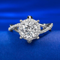 wholesale S925 Sterling Silver 1-Carat Diamond Ring Large Diamond Ring Engagement Ring Wedding Ring Popular in Cross-Border Sales in Europe and America-R820 White Diamond No.9