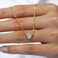 Sterling Silver 1-Carat Moissanite Heart Bubble Pendant Necklace-0-0