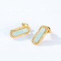 wholesale Summer New Japanese Light Luxury 925 Silver Aquamarine Geometric Earrings, Retro Petite Ocean Vacation Studs-0-4