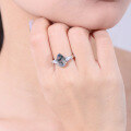 wholesale S925 Sterling Silver Unique Natural Moss Agate Ring, 3-Carat Pear Drop Shape with Green Moss Inclusions-0-3