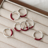 wholesale 999 Silver Exquisitely Simple Design Literary Vintage Style Chinese Red Rope Wrapped Ring R02446-999 Pure Silver Ring>Adjustable opening