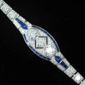 wholesale 925 Silver Gold-Plated High Carbon Diamond Royal Blue Art Deco Vintage Party Jewelry Bracelet for Women-0-0