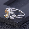 wholesale S925 silver luxurious natural fancy citrine ring with European and American cross-border retro design-0-2