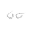 wholesale S925 Sterling Silver 436 Korean Version INS Small and Unique Design Minimalist Versatile Geometric Irregular Concave-Convex C-Shaped Earrings-0-5