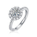 925 Sterling Silver Moissanite Flower Ring Full Inlay-0-3