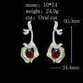 wholesale Metal Material: 925 Silver Gold Plated, High Carbon Diamond, Pigeon Blood Red GRC Lab-Grown Ruby, Oval, High-End Exquisite Women's Earrings-0-1