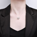 S925 Sterling Silver Zircon Five-Petal Flower Necklace, Elegant and Sophisticated-0-1