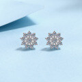 wholesale S925 Sterling Silver Moissanite Floral Stud Earrings Fashionable Elegance Simple Commute Holiday Gift for Girlfriend-0-5