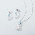 wholesale S925 Sterling Silver French Style Fashion Light Luxury Minimalist Drop-shaped Aquamarine Necklace for Women, Small Niche Collarbone Chain Wholesale-0-3