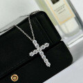 wholesale Metal Material First, Amazon eBay Cross-Border Dropshipping European and American Fashion Accessories Religious Cross Jesus 28mm Round Moissanite Necklace-0-1