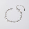 wholesale 925 Sterling Silver Ocean Heart Bracelet for Women, Pure Silver Love White and Blue Zircon Bead Bracelet, Small Batch Designed Hand Accessory-0-2