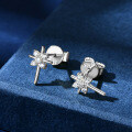 Sterling Silver Cross Moissanite Earrings, Trendy Commuter Style, Minimalist Design-0-0