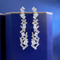 wholesale Silver Plated with White Gold, ZHUOZHFAN Jewelry New 5A Simulated Emerald Cut Earrings Irregular Shape for Women-0-5