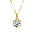 14K Gold Plated 925 Sterling Silver Square Moissanite Pendant Necklace for Women-0-3