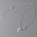 wholesale S925 Sterling Silver Fresh and Sweet Style Niche Design Single Diamond White Diamond Shell Moon Necklace Y01719-0-2