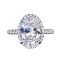 Sterling Silver Pigeon Egg Bulb Oval Ring with 1-5 Carat Moissanite or High-Carbon Diamond Simulant-0-3
