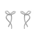 wholesale S925 Sterling Silver Maiden Ribbon Inlaid with Diamond Bow Earrings, Fashionable and Niche High-End Versatile Wearing Styles-0-0