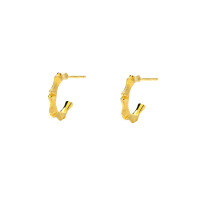 wholesale S925 Sterling Silver French Minimalist Bamboo Joint Geometric Hoop Earrings For Women-E4115-Gold 925 Silver